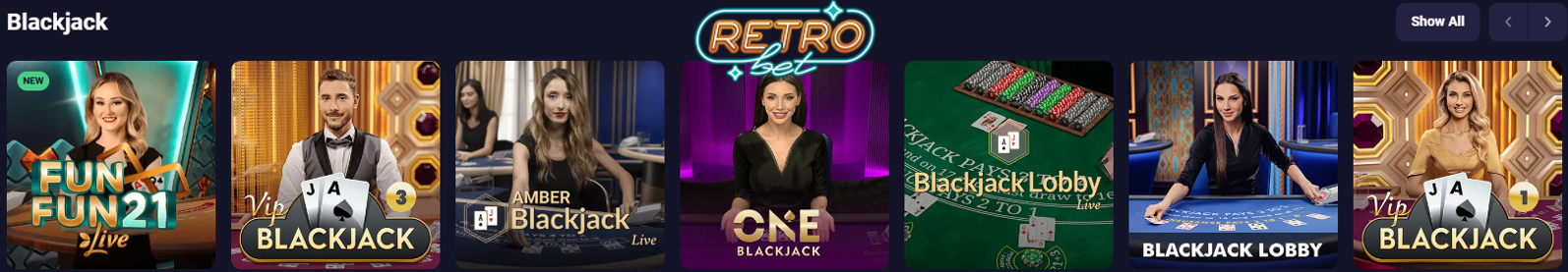 RetroBet Casino live blackjack