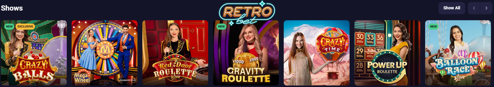 RetroBet Casino live shows