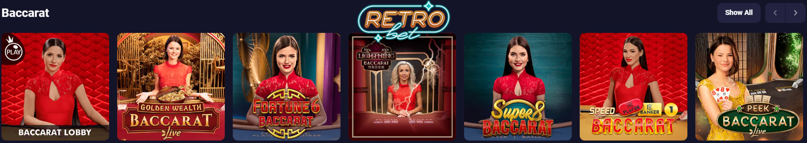 RetroBet Casino live baccarat